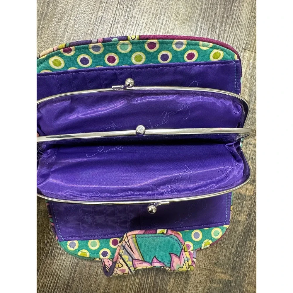 Vera Bradley Plum Petals Quilted Heather Turnlock Wallet Kisslock Coin Purse